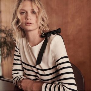 Reserved for @winter_fav - Sezane Black Striped Top with Bow